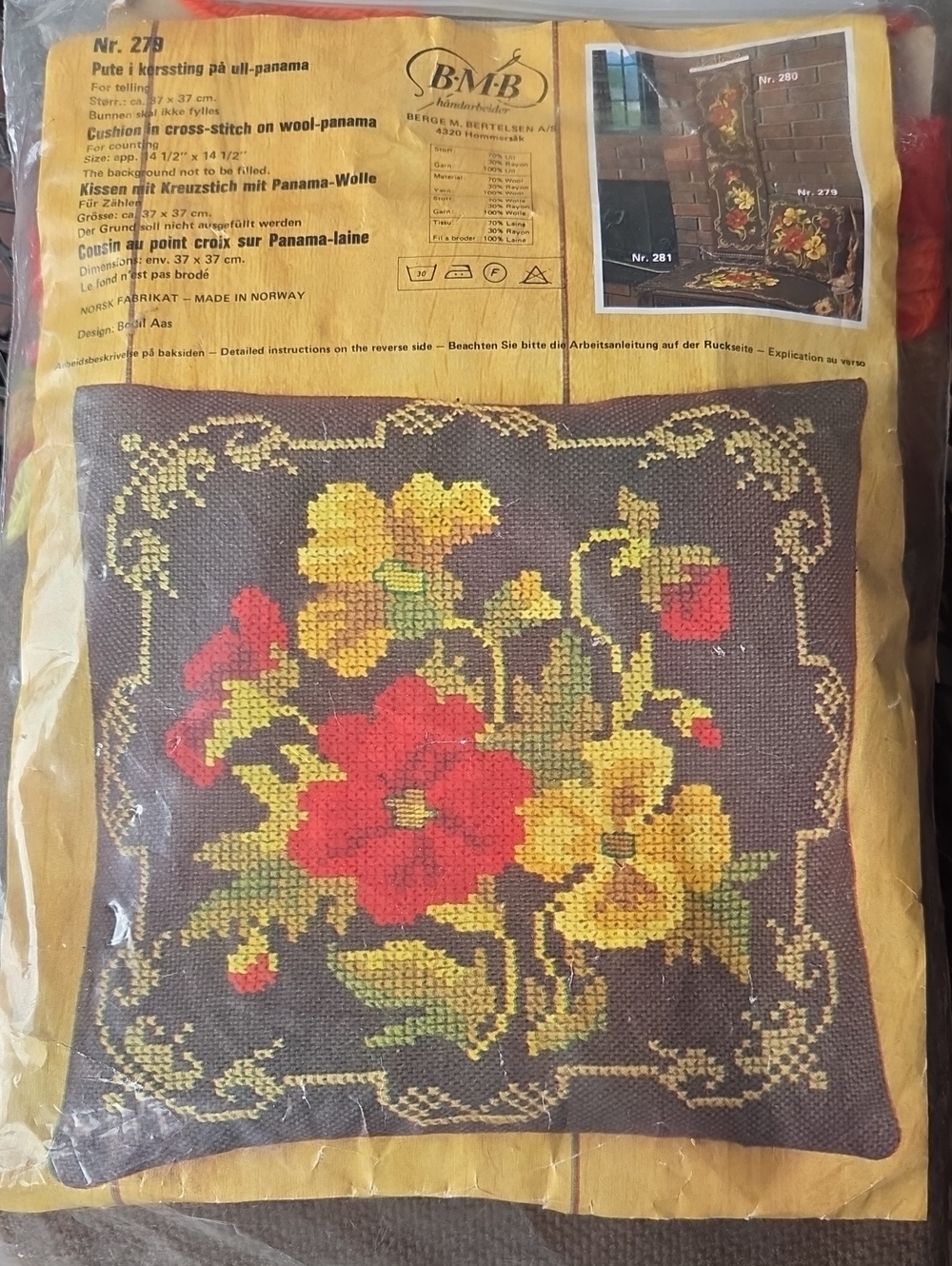 BMB Cross Stitch Cushion Kit, Made In Norway
